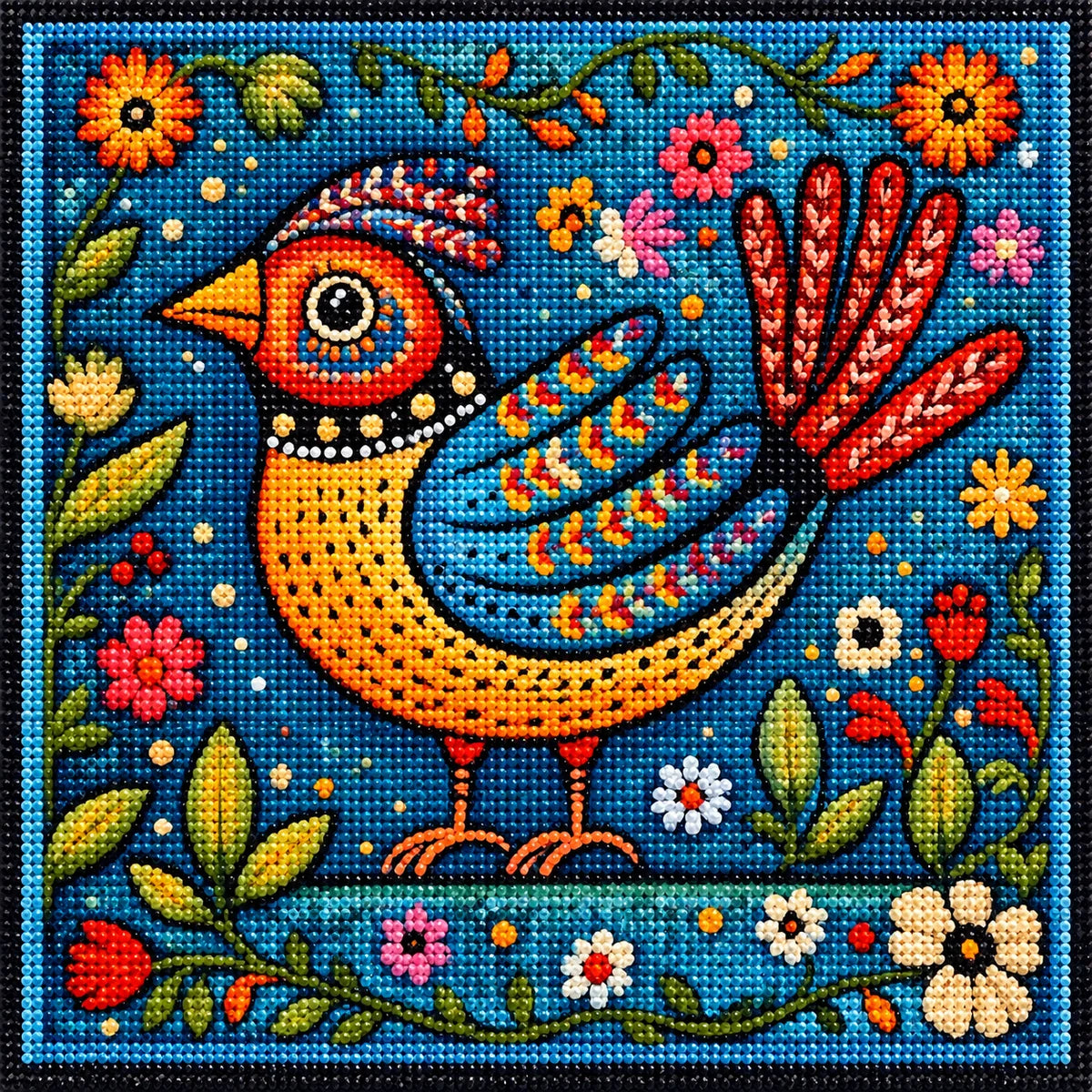 Quail Folk Art Diamond Art Kit