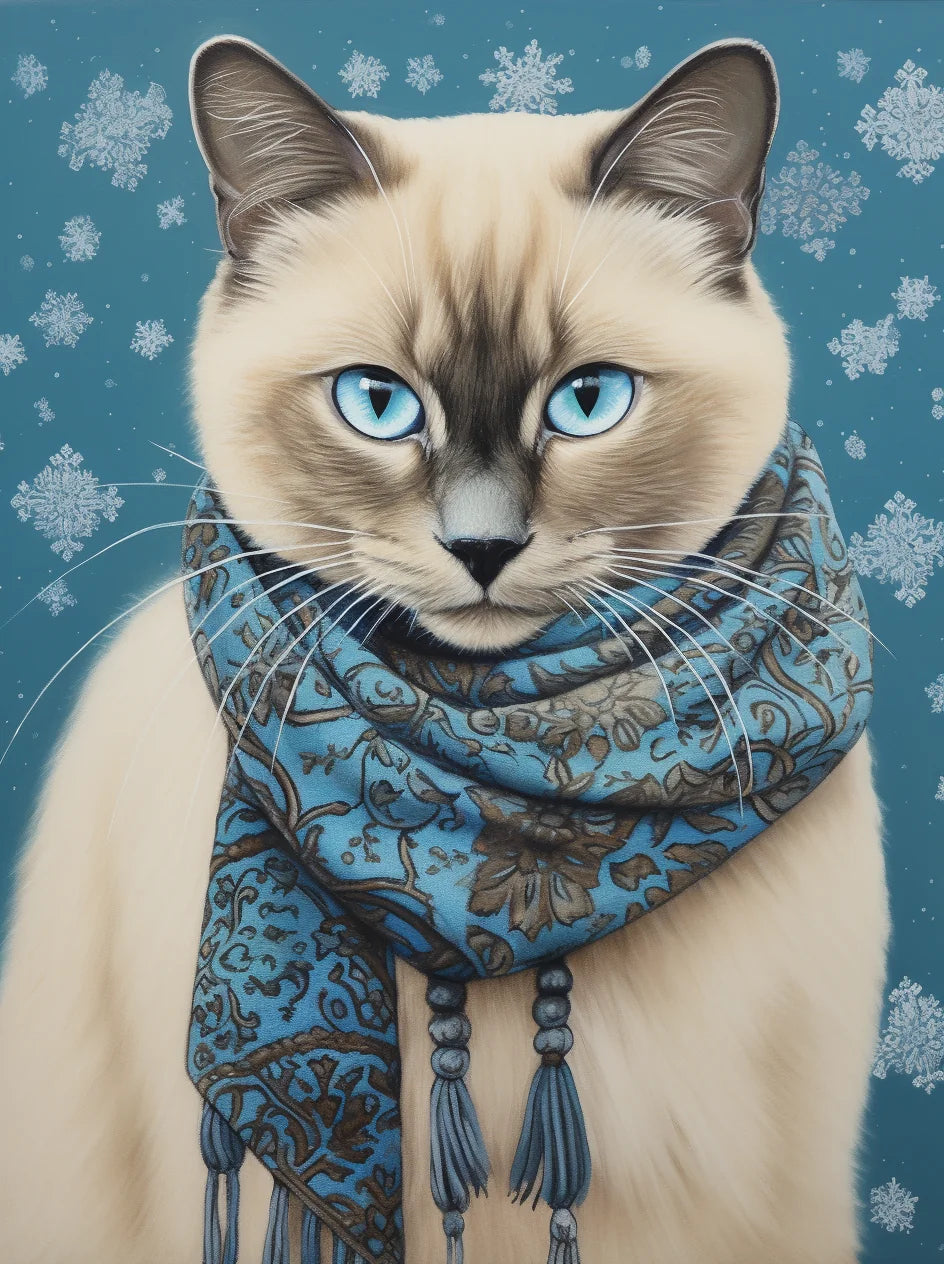 Blue And Brown Scarf Siamese Diamond Art Kit