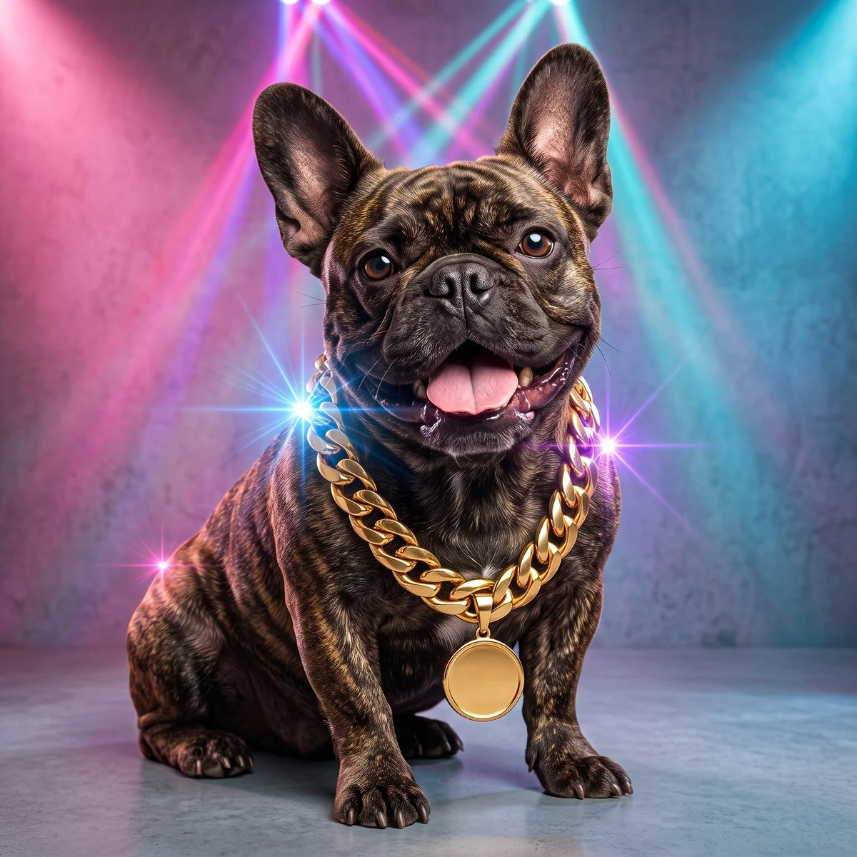 Large Gold Chain French Bulldog Diamond Art Kit