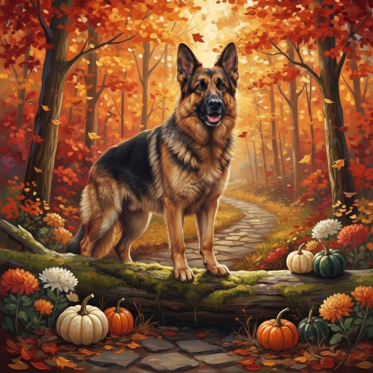 Autumn Forest German Shepherd Diamond Art Kit