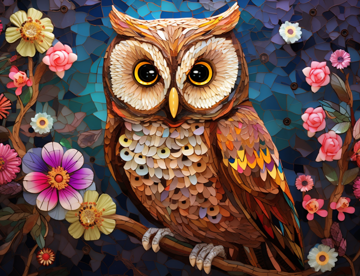 Abstract Art Brown Owl Diamond Art Kit