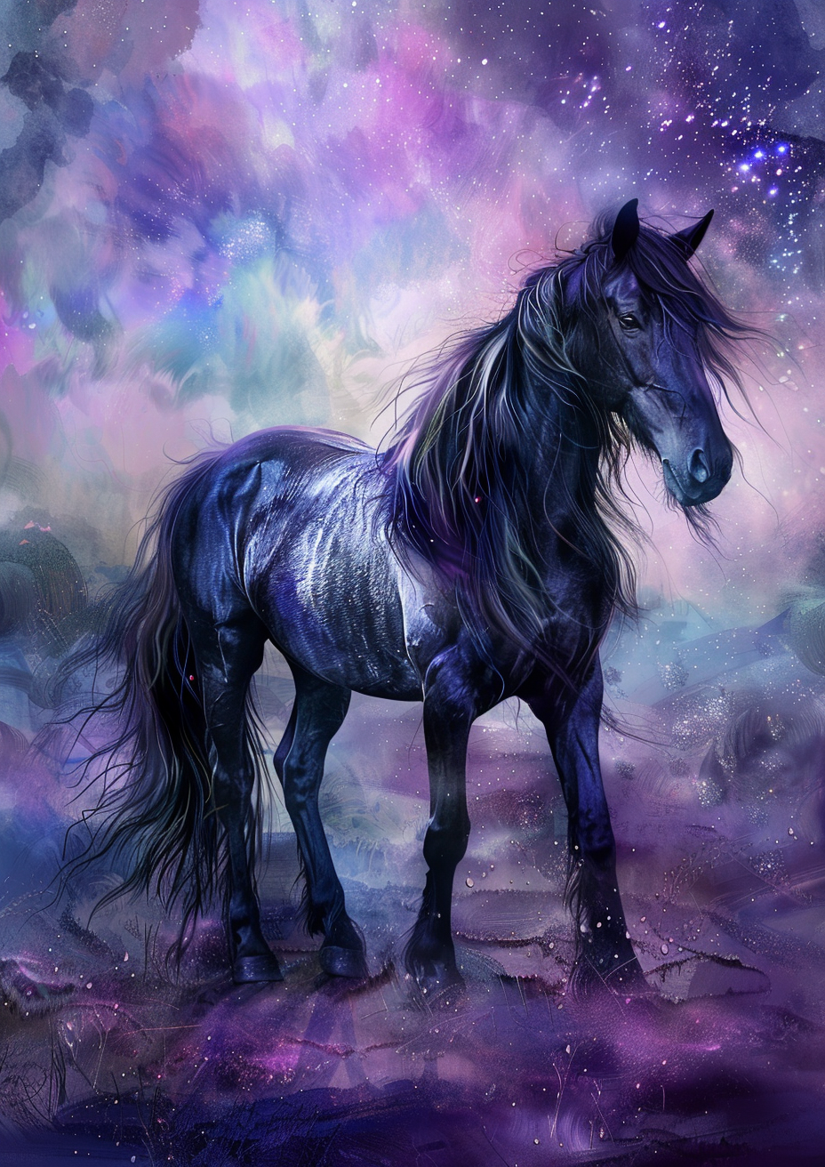 Abstract Black and Purple Horse Diamond Art Kit