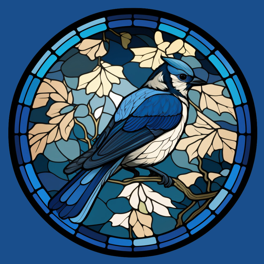 Abstract Blue Jay Circle Diamond Art Kit