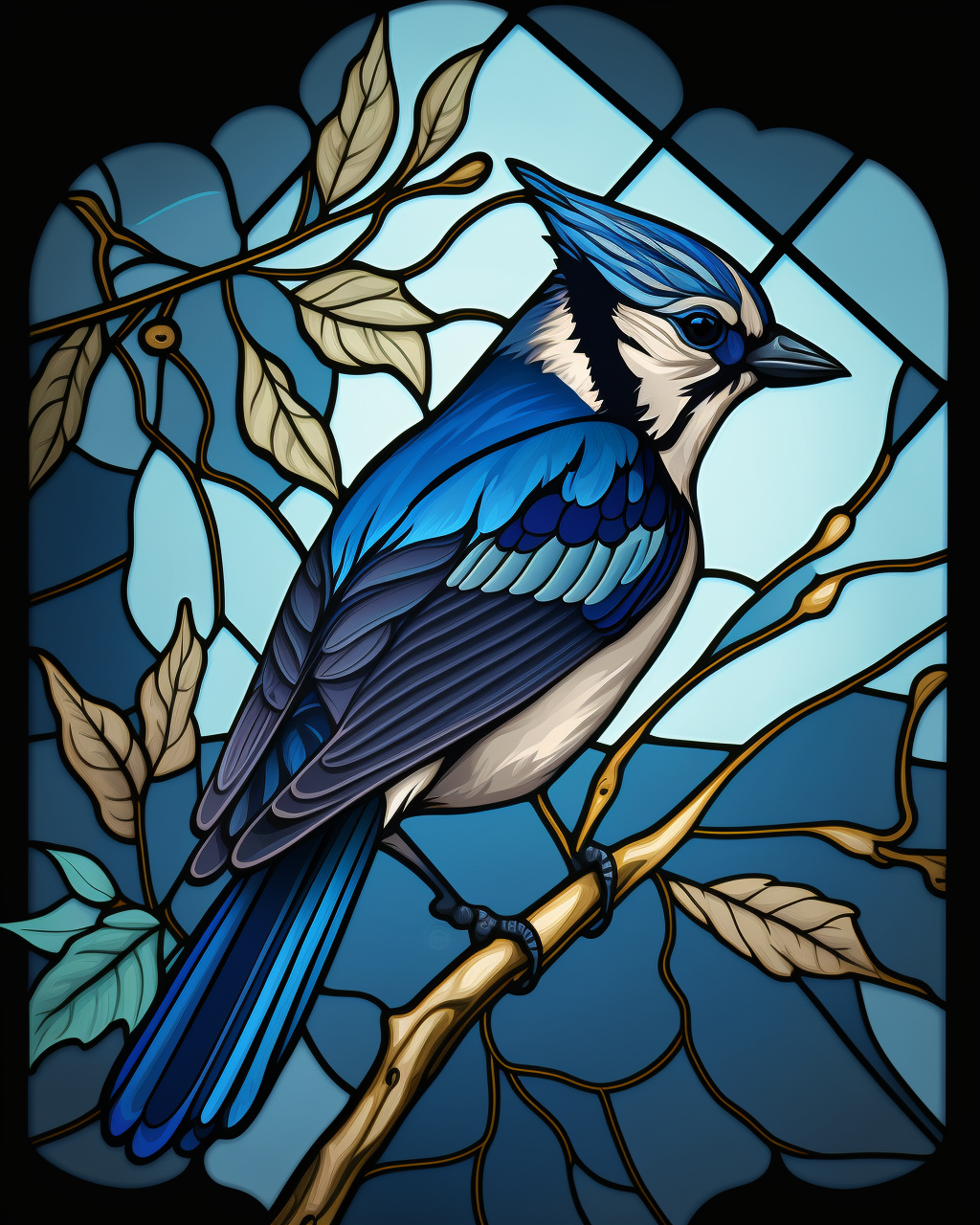 Abstract Blue Jay Panel Diamond Art Kit