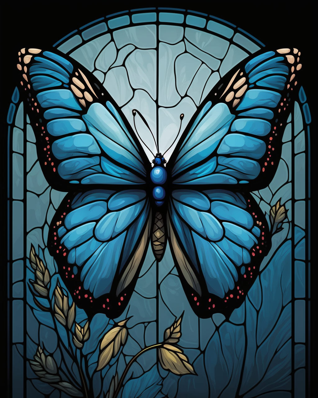 Abstract Blue and Tan Butterfly Panel Diamond Art Kit