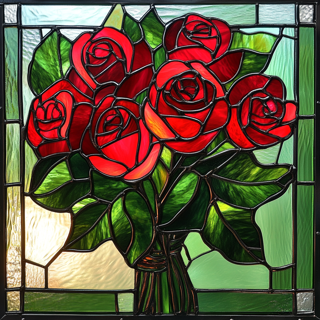 Abstract Bouquet of Red Roses Diamond Art Kit