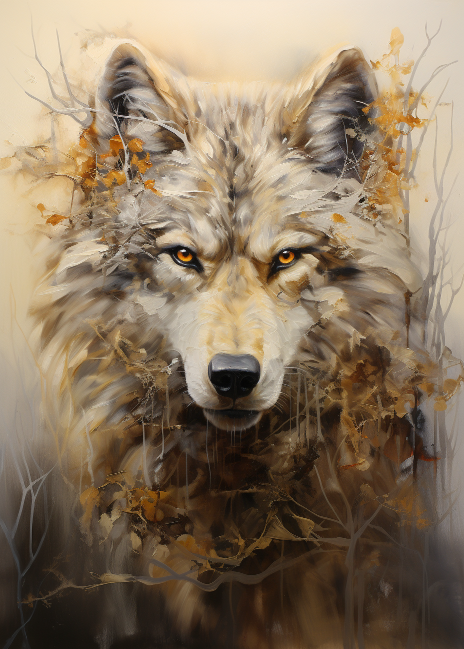 Abstract Brush Wolf Diamond Art Kit