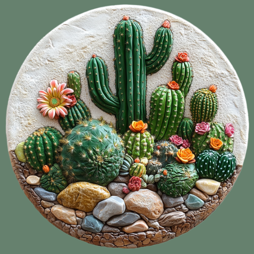 Abstract Cactus Circle Diamond Art Kit