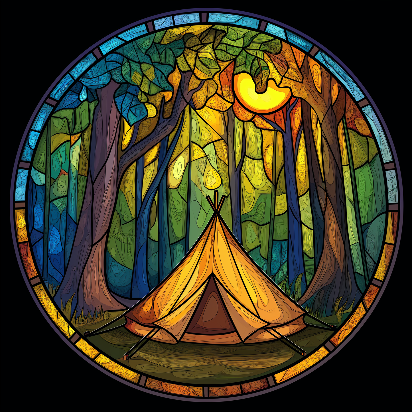 Abstract Camping Circle Diamond Art Kit