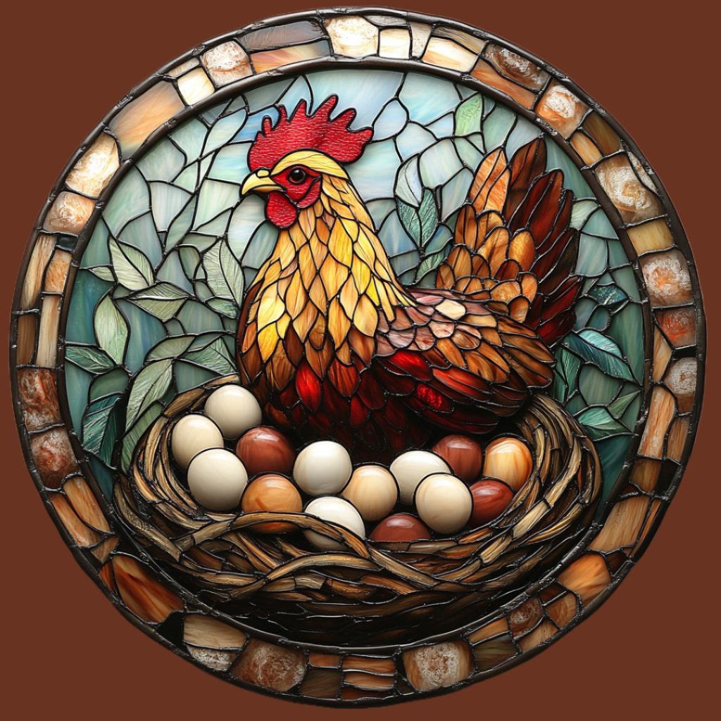 Abstract Chicken and Eggs Circle Diamond Art Kit