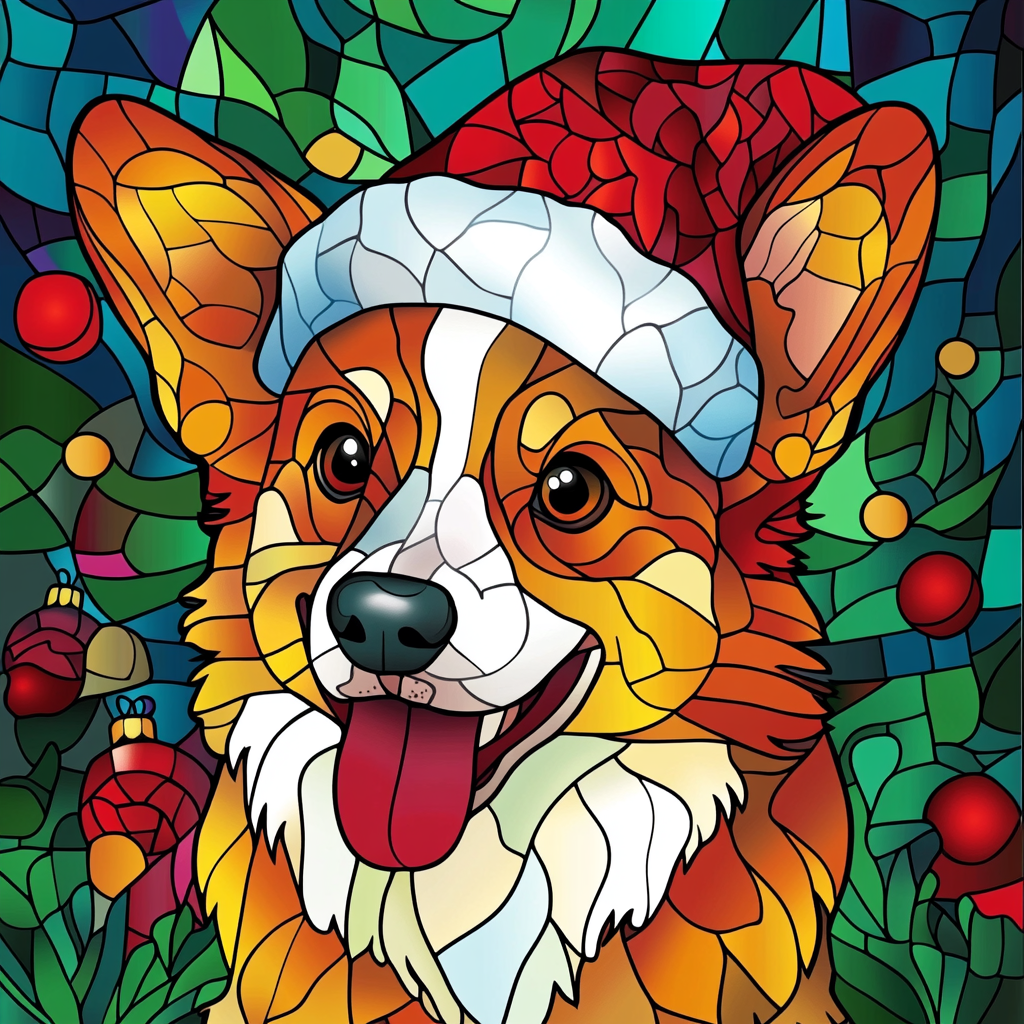 Abstract Christmas Corgi Diamond Art Kit