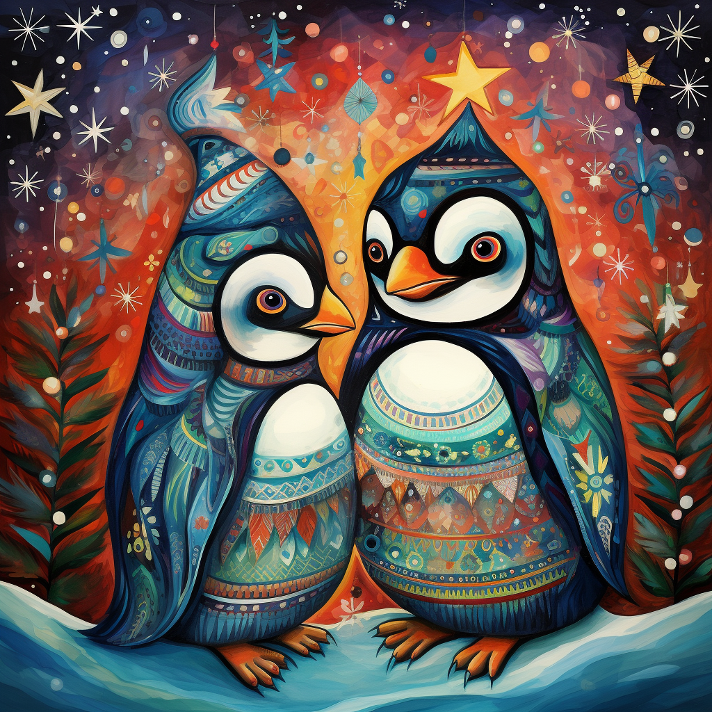 Abstract Coat Penguins Diamond Art Kit