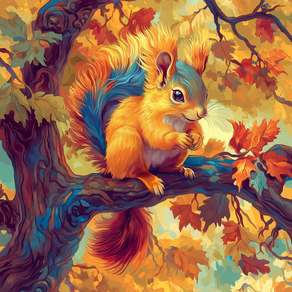 Abstract Colored Fur Squirrel Diamond Art Kit