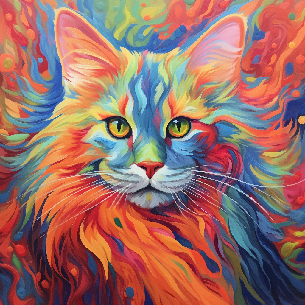 Abstract Colored Maine Coon Diamond Art Kit