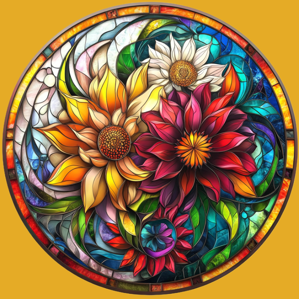 Abstract Colorful Flowers Circle Diamond Art Kit