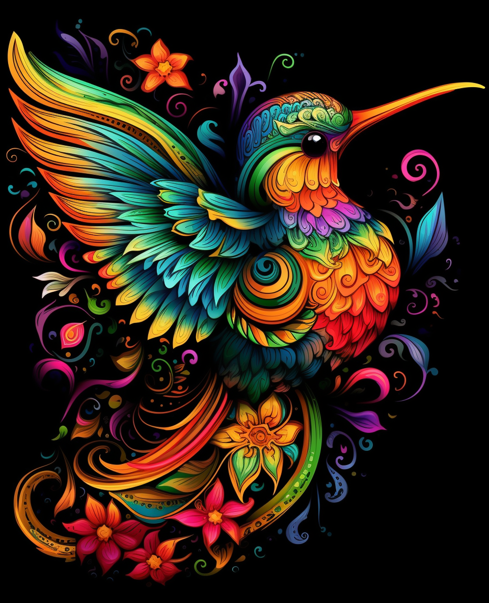 Abstract Colorful Hummingbird Diamond Art Kit