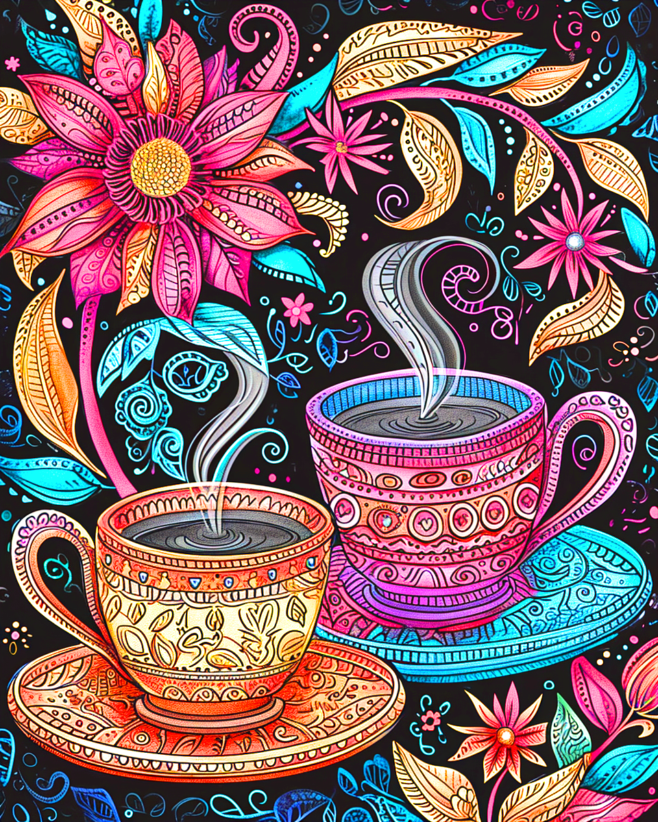 Abstract Cups Of Coffee Diamond Art Kit