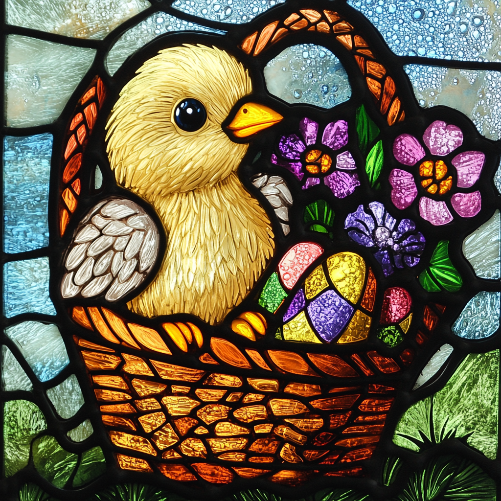 Abstract Easter Chick Basket Diamond Art Kit