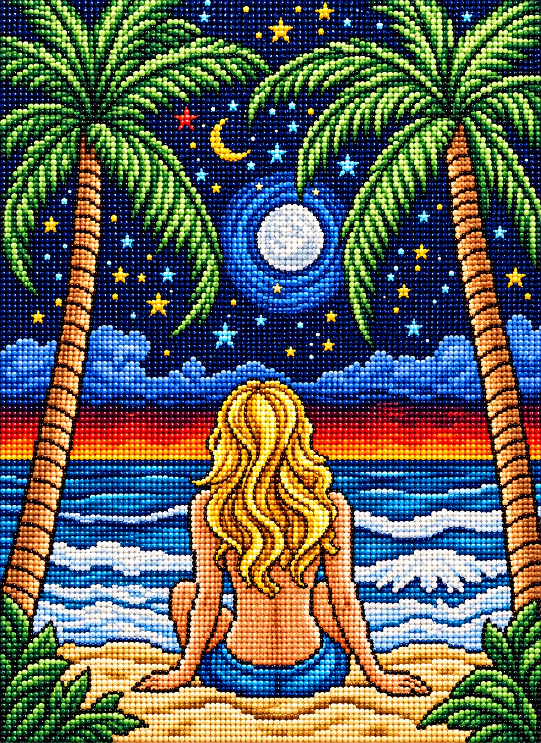 Abstract Two Palm Girl Diamond Art Kit