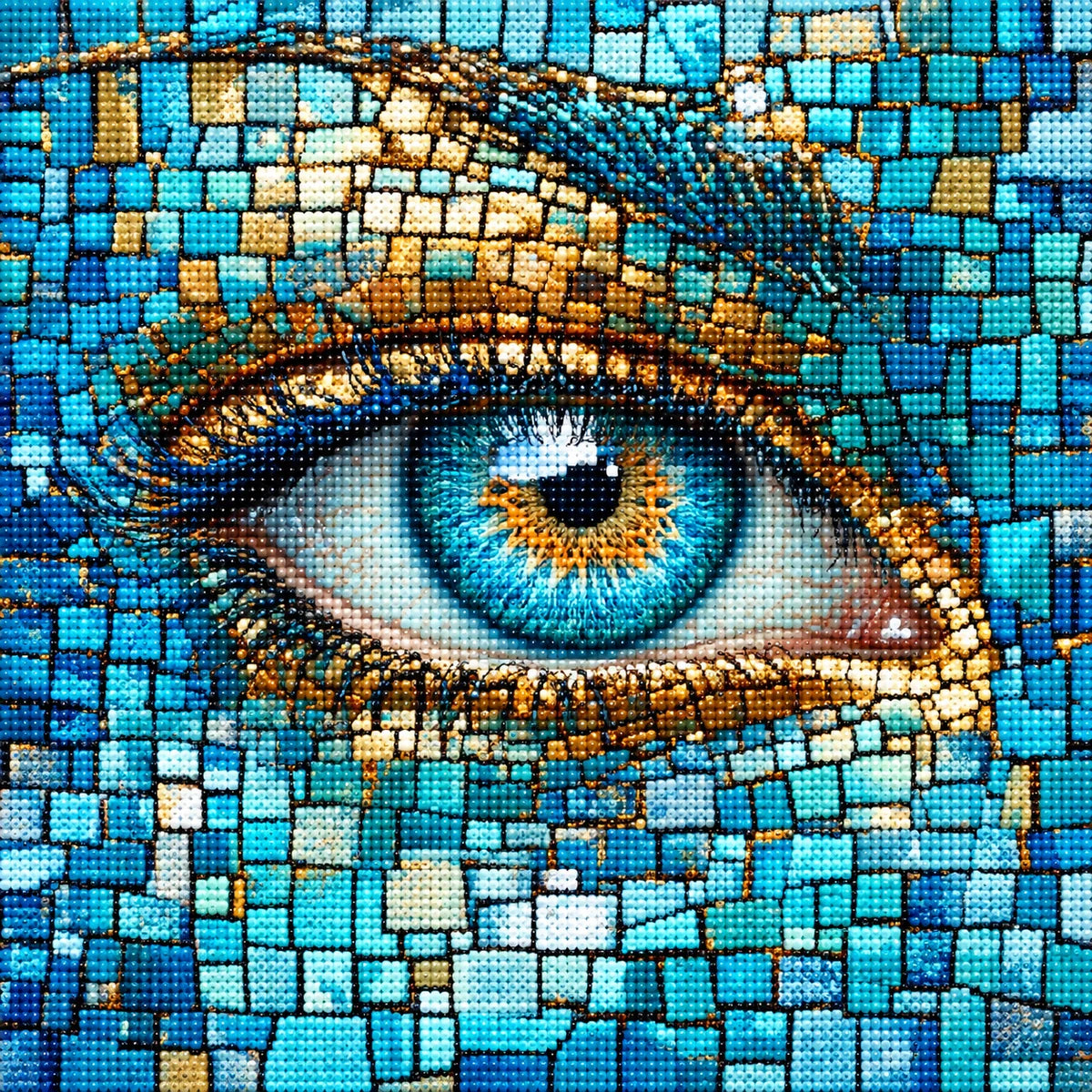 Aqua And Teal Mosaic Eye Diamond Art Kit