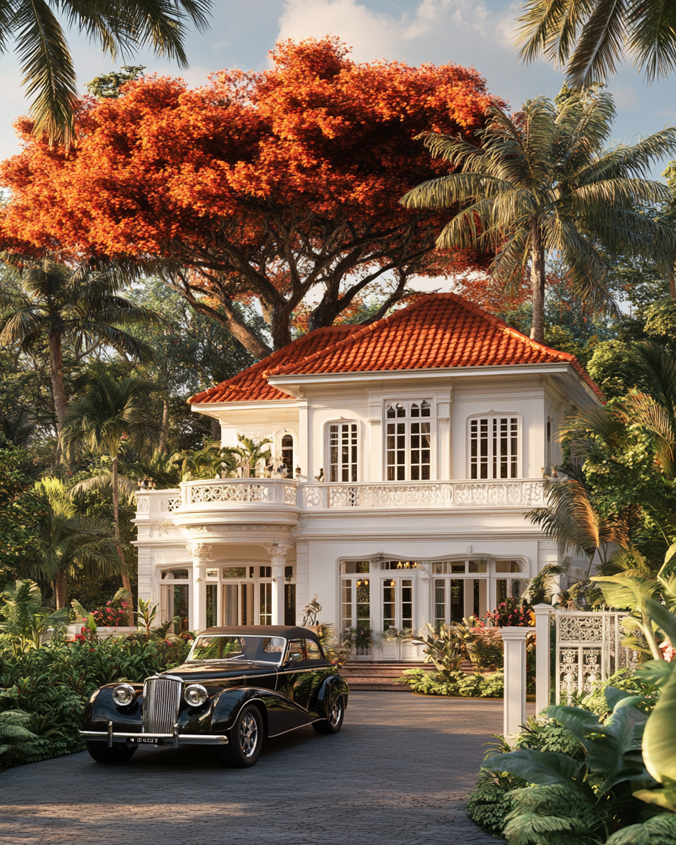 Black Classic Car and White Mansion Diamond Art Kit
