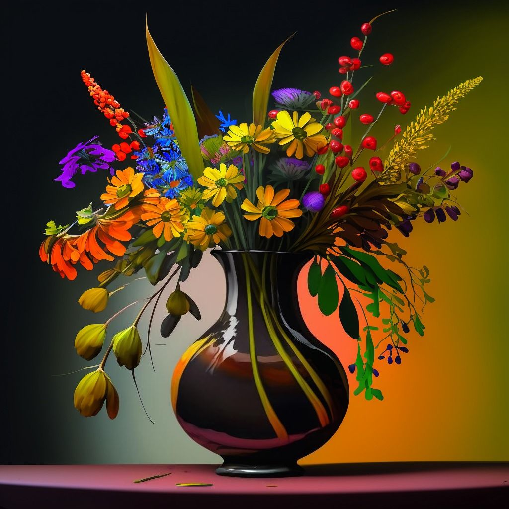 Black Vase of Flowers Diamond Art Kit