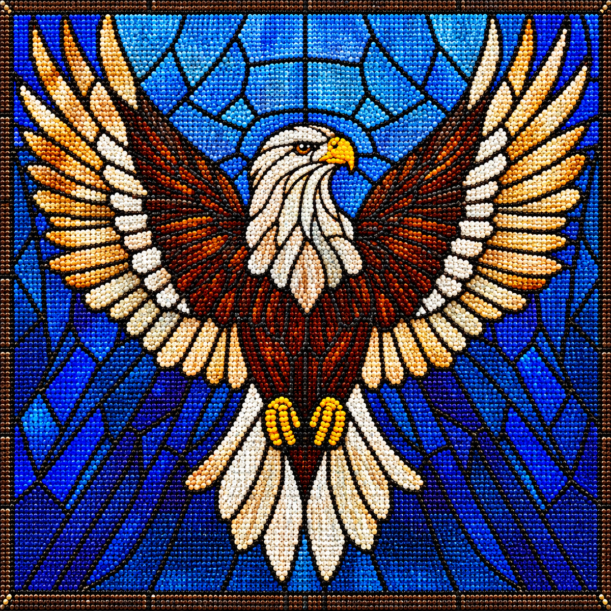 Blue Background Abstract Bald Eagle Diamond Art Kit