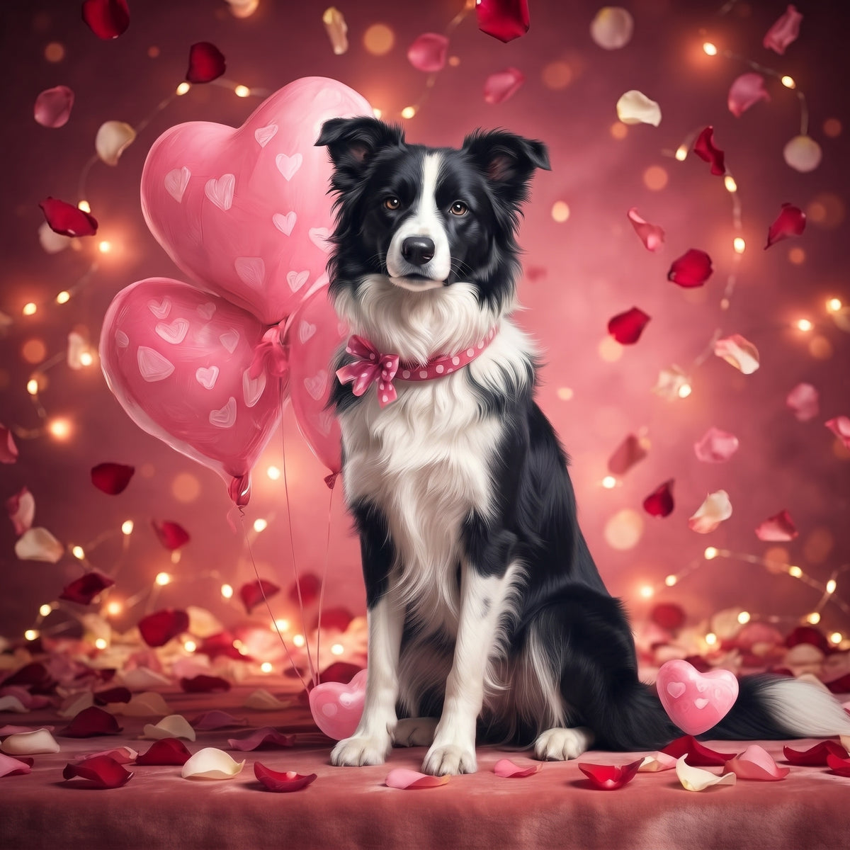 Border Collie Happy Valentines Day Diamond Art Kit