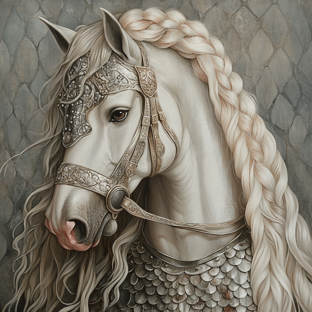 Braided Mane Armored Horse Diamond Art Kit