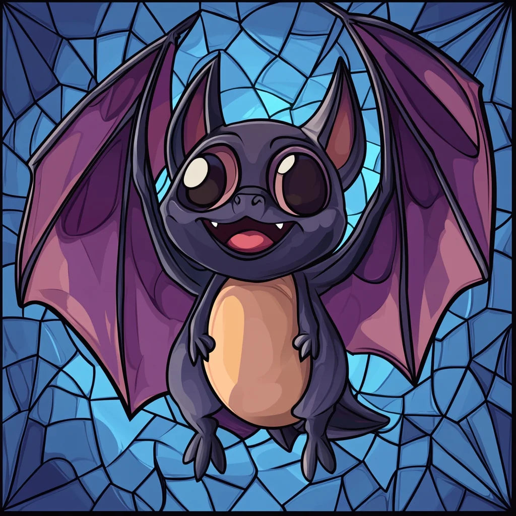 Cute Purple Wing Abstract Bat Diamond Art Kit
