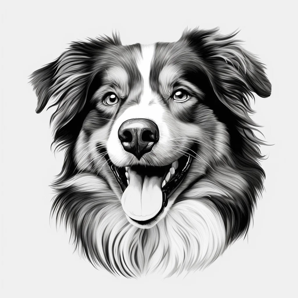 Black White Australian Shepherd Diamond Art Kit
