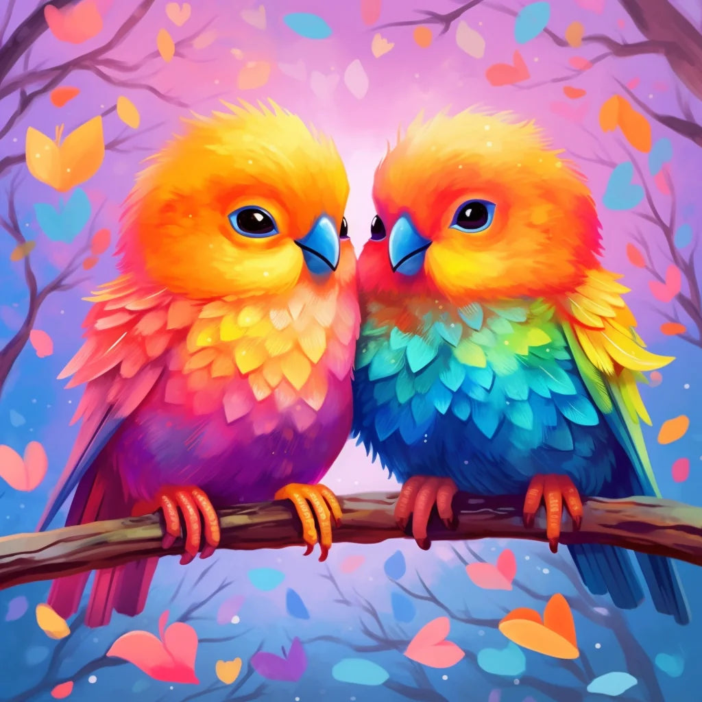 Colorful Lovebirds Diamond Art Kit