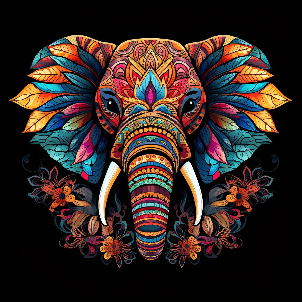 Feather Elephant Mandala Diamond Art Kit