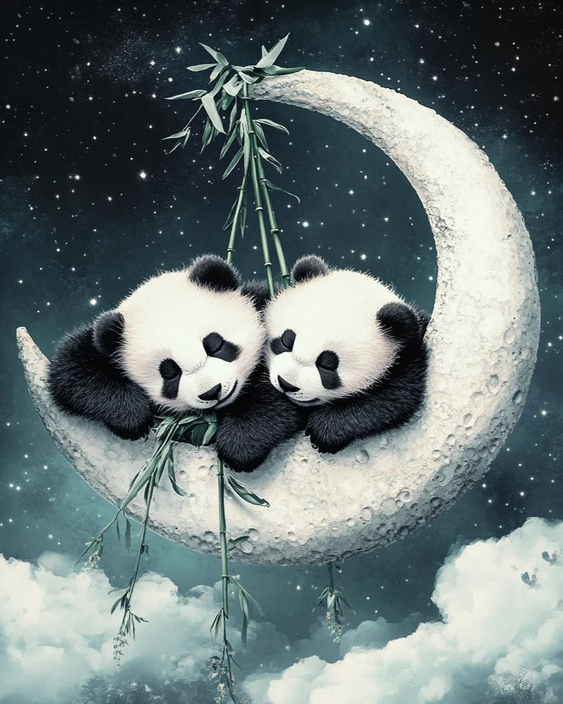 Two Panda Moon Diamond Art Kit