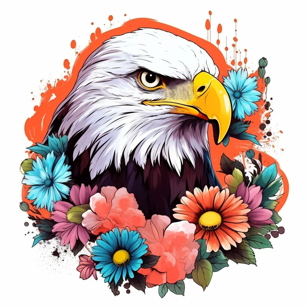 Eagle In Flowers Diamond Art Kit