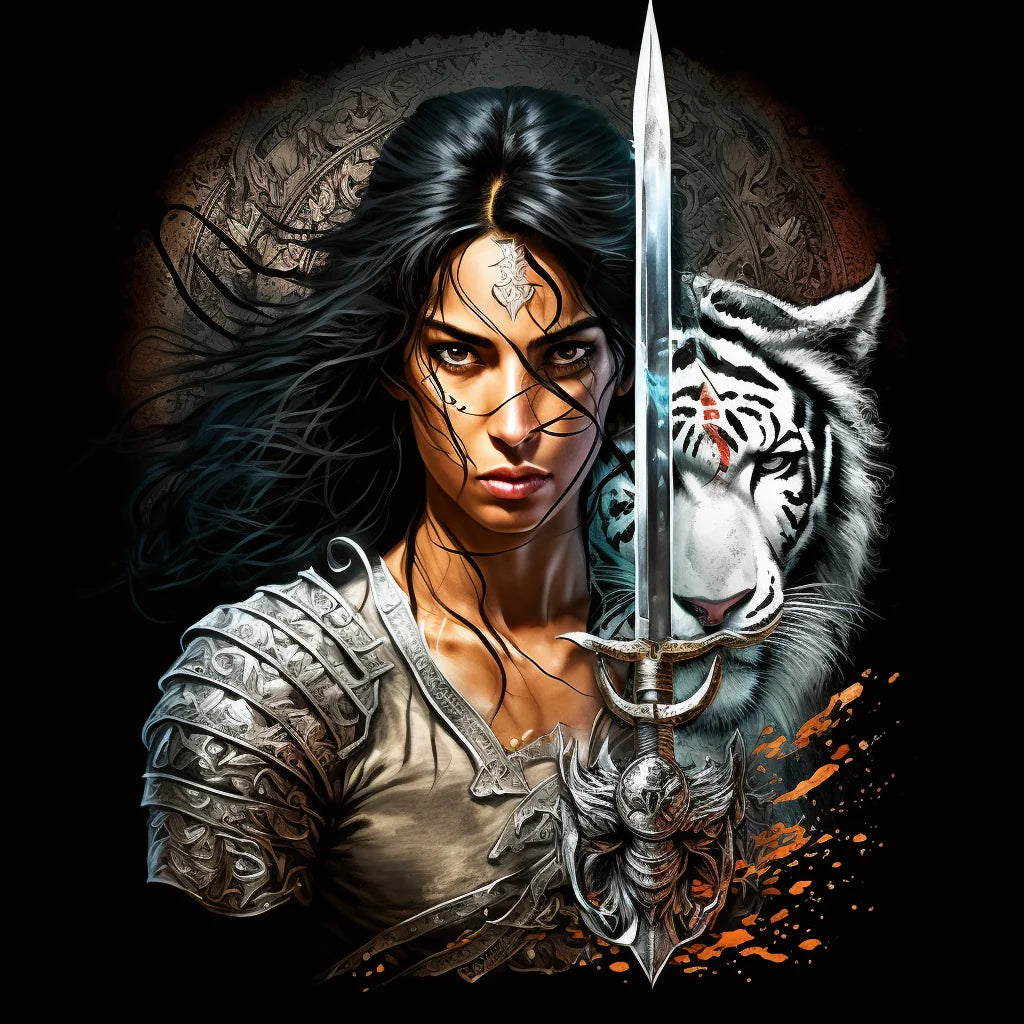 Warrior Woman Tiger Diamond Art Kit