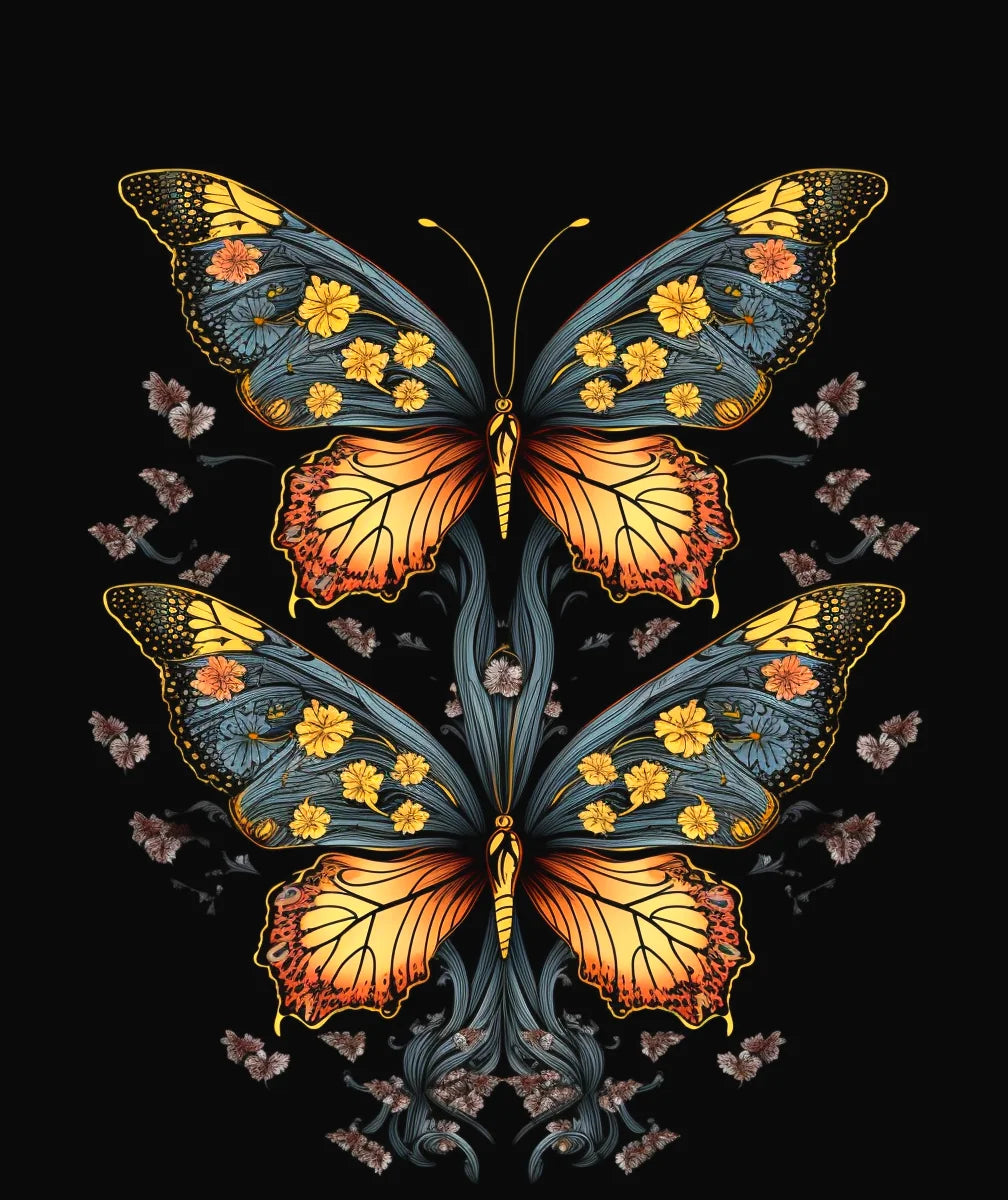 Two Abstract Orange Butterflies Diamond Art Kit