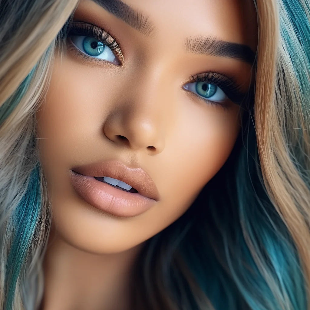 Blueeye Blue Streaked Hair Girl Diamond Art Kit
