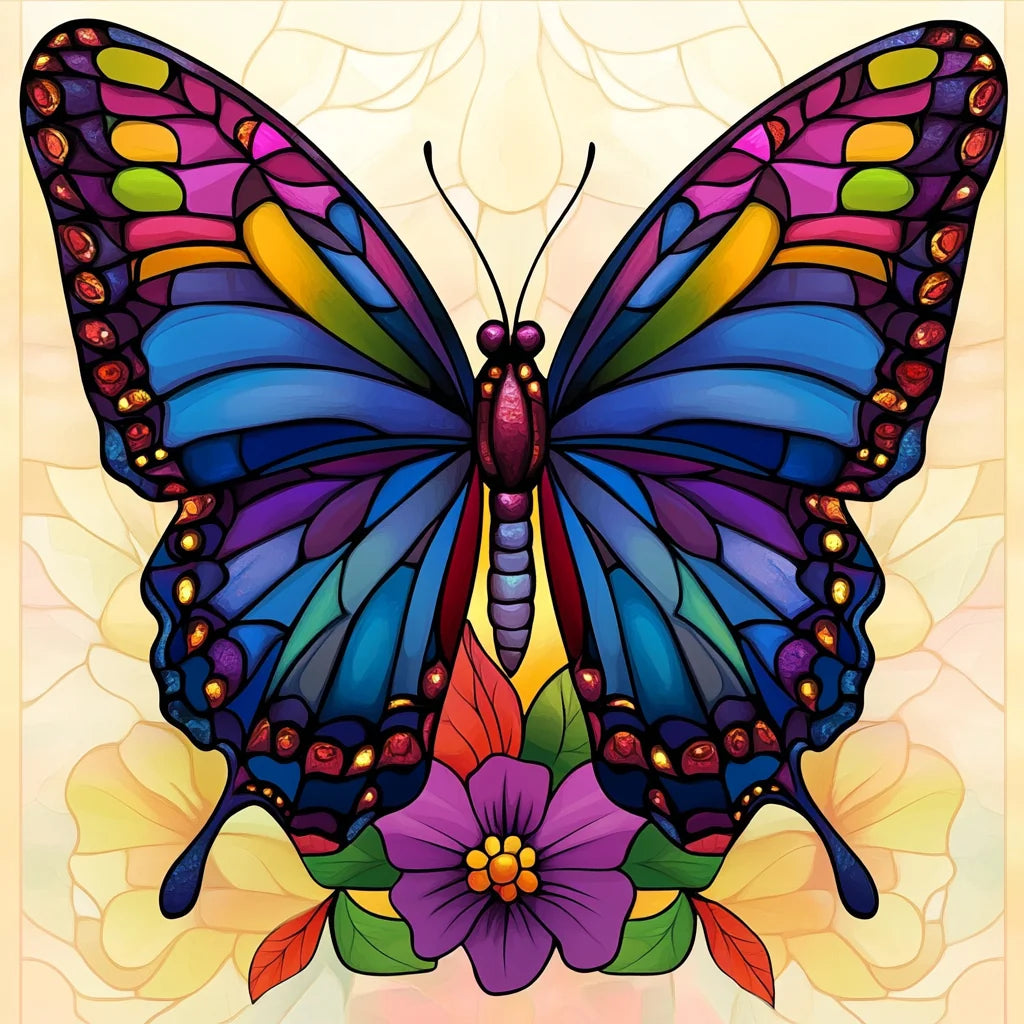 Purple Flower And Butterfly Diamond Art Kit