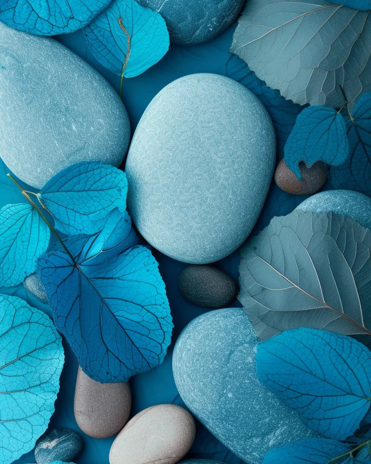 Blue Leaves And Rocks Diamond Art Kit