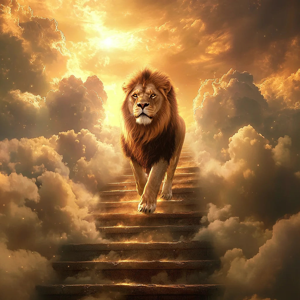 Lion And Stairs Of Heaven Diamond Art Kit