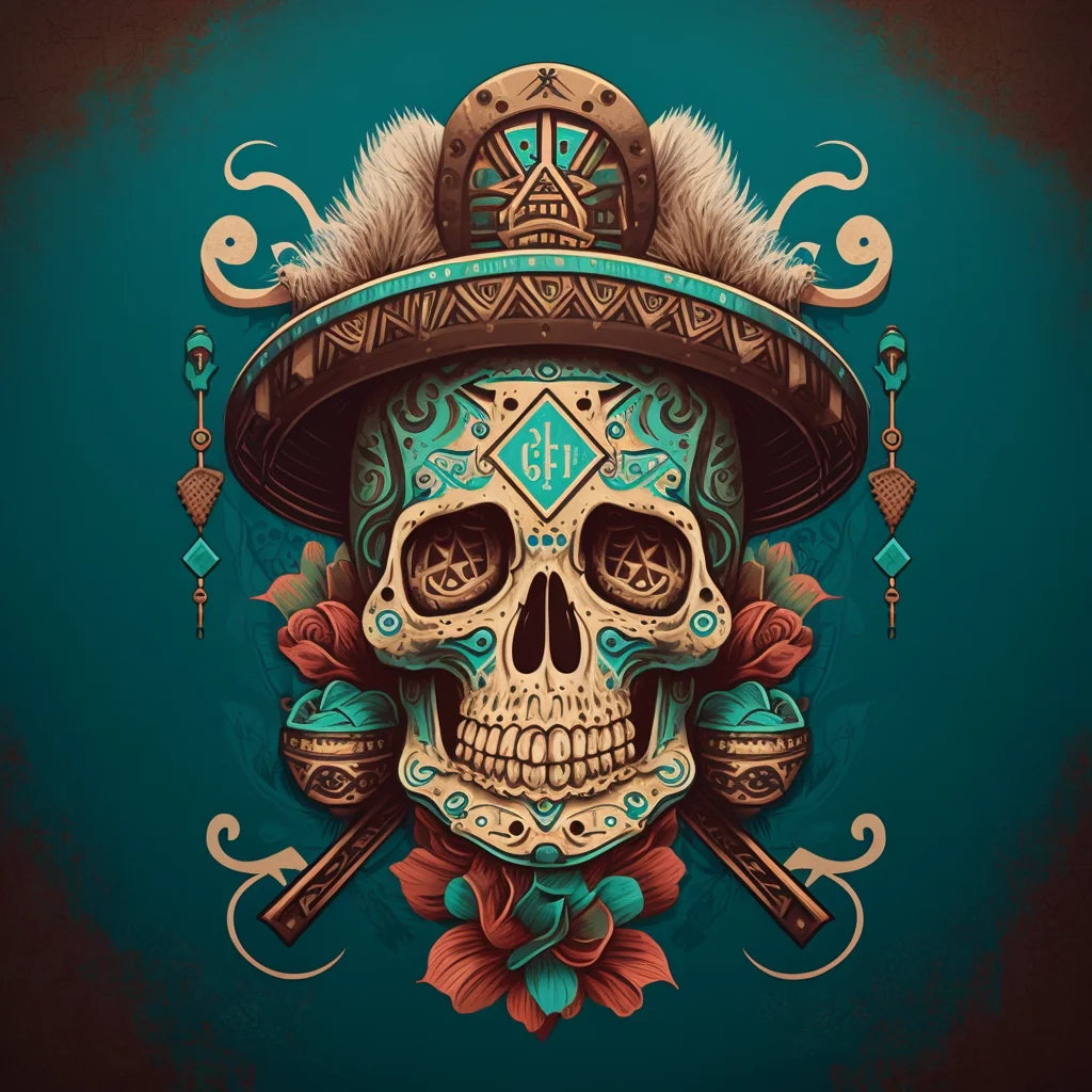 Hat Flowers Skull Diamond Art Kit