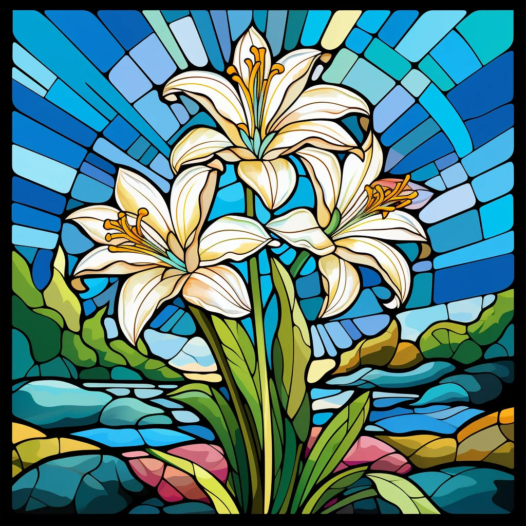 Easter Lilies Abstract Diamond Art Kit