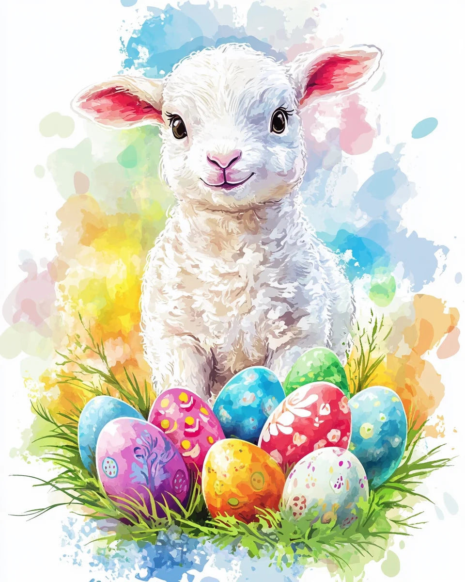 Little Lamb Colorful Eggs Diamond Art Kit