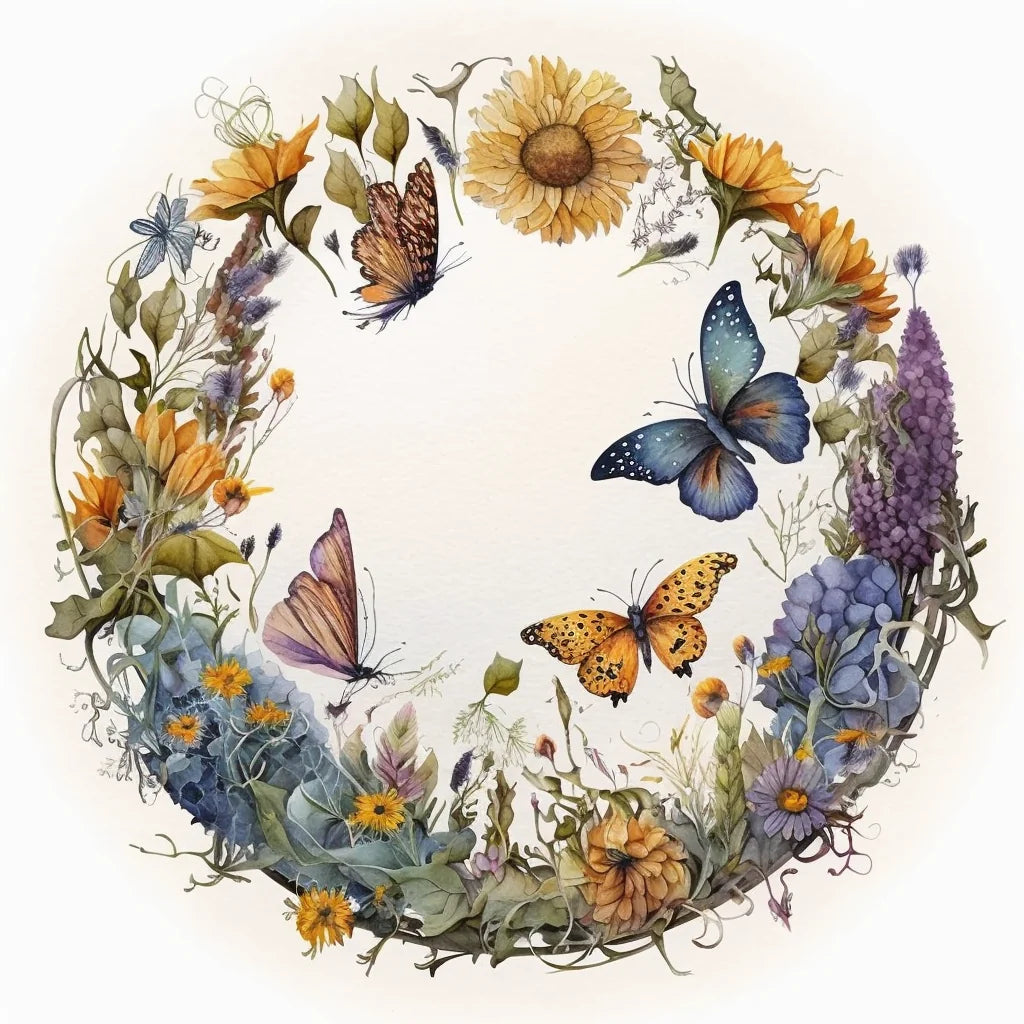 Butterfly Flower Wreath Diamond Art Kit