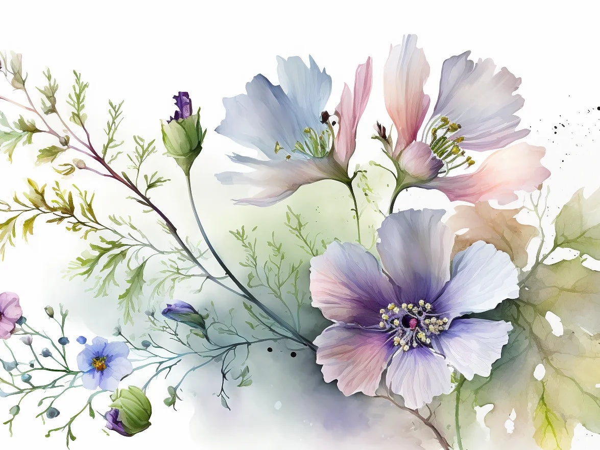 Purple Watercolor Flowers Diamond Art Kit