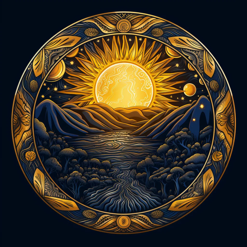 Golden Sun And Water Circle Diamond Art Kit