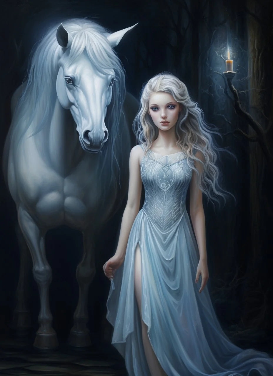 Girl With Whitehorse Diamond Art Kit