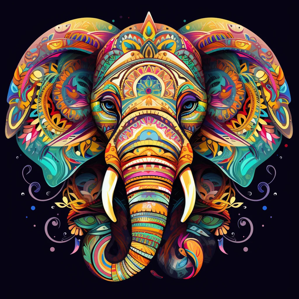 Colorful Abstract Elephant Mandala Diamond Art Kit
