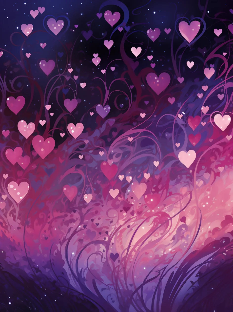 Swirls Of Pink Hearts Diamond Art Kit